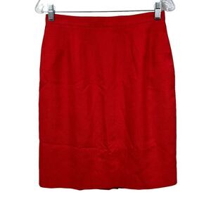 VTG Talbots Womens Linen Pencil Skirt Lined Vented Slash Pockets Back Zip Red 10